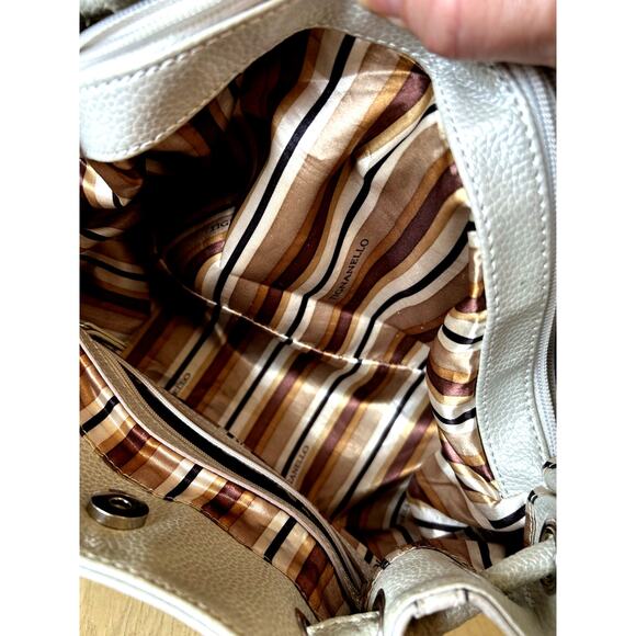 Y2K Pearl SILVER LEATHER TIGNANELLO SHOULDER PURSE HANDBAG Tassels Retro Hobo - Picture 4 of 16